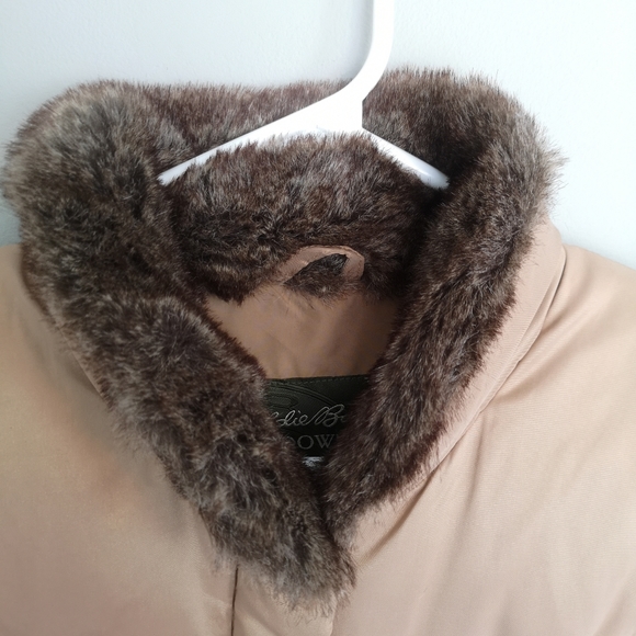 Eddie Bauer Original Quilted Goose Down Puffer Vest Fur Trim Gold Womens… - Picture 3 of 16